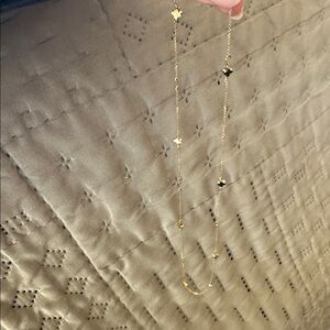 Gold Clover and Pearl Necklace